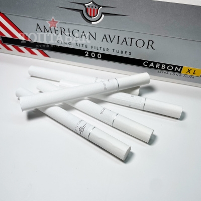 Гильзы "American Aviator XL Filter" White Tipping 8.1/24мм (200) Carbon  